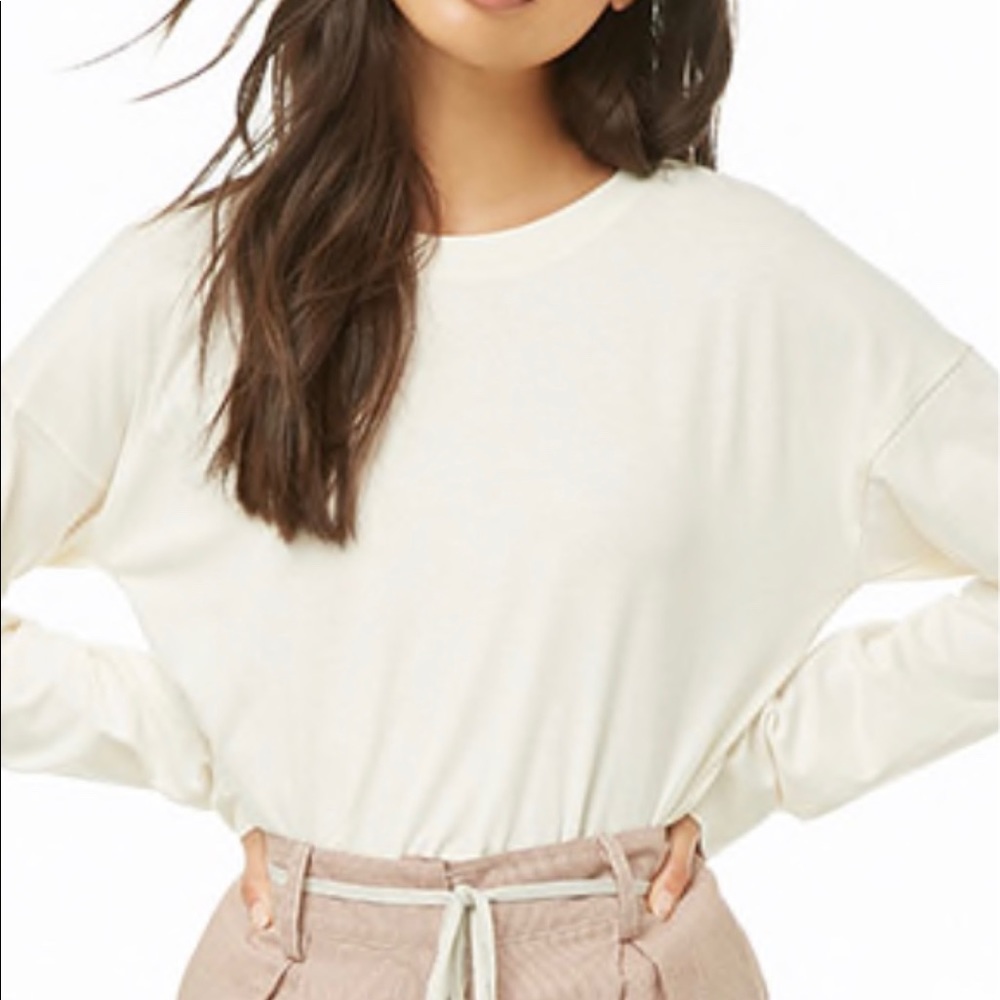 {Forever 21} Cream Drop-Shoulder Cotton Top